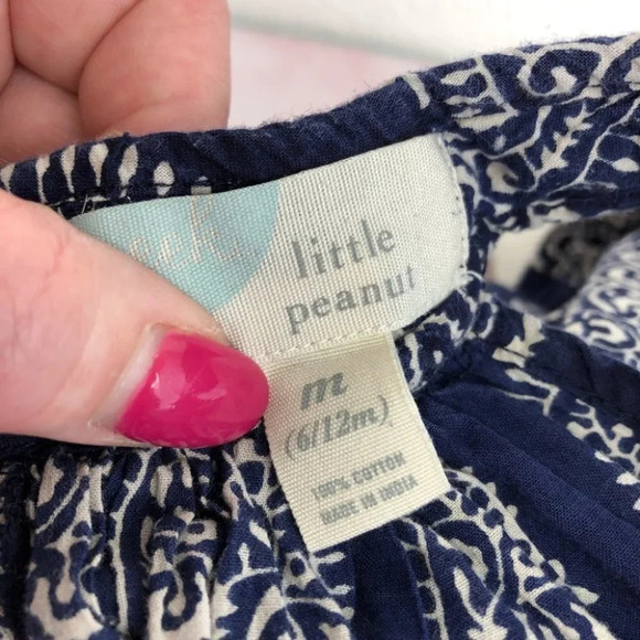 Shorts outfit Peek sleeveless blouse navy and H&M shorts white size 6-12 months - Picture 3 of 12